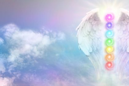 Angel Wings with Clouds & Chakras