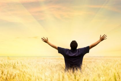 Happy Man With Arms Spread In a Field