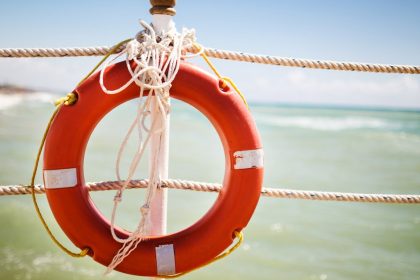 Life Preserver on a Boat out in the Ocean